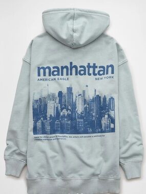 RARE American Eagle Outfitters AE MANHATTAN NEW YORK Full-Zip Graphic Hoodie M